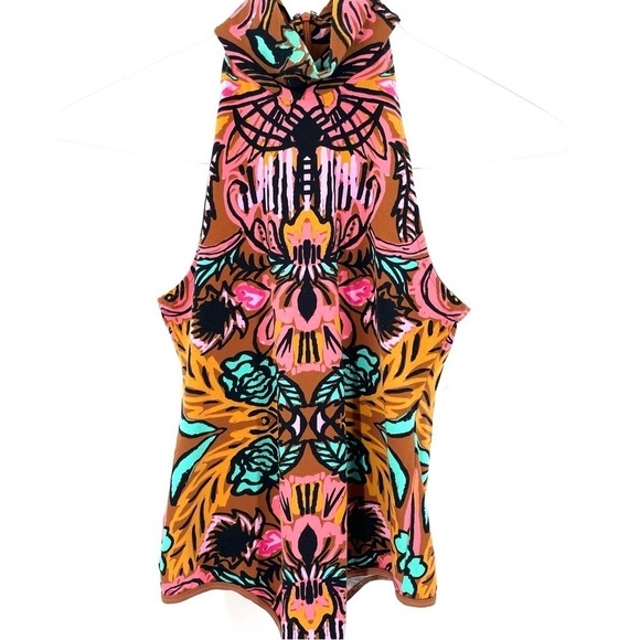 Free People Tucker Sleeveless Mock Neck Abstract Streetwear Festival Bodysuit - Picture 4 of 6
